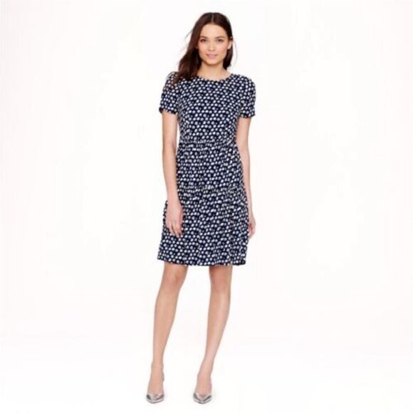 J.CREW Navy Blurred Floral Tiered Dress || size 4P - Picture 1 of 12
